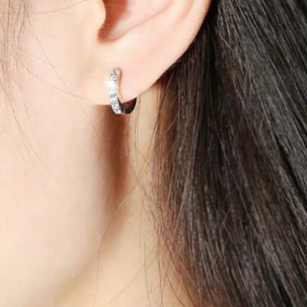 New round circle sterling silver earrings - Picture 7 of 7